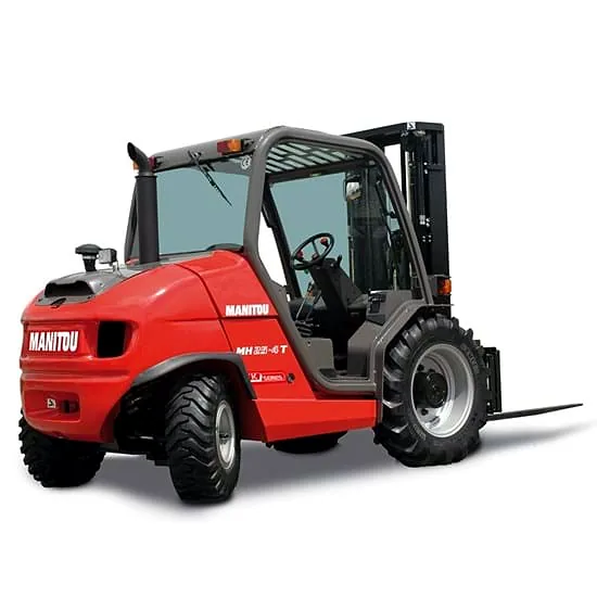 De rode Manitou ruwterreinheftruck